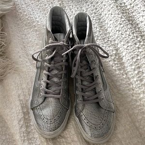 Silver Metallic High Top Vans
